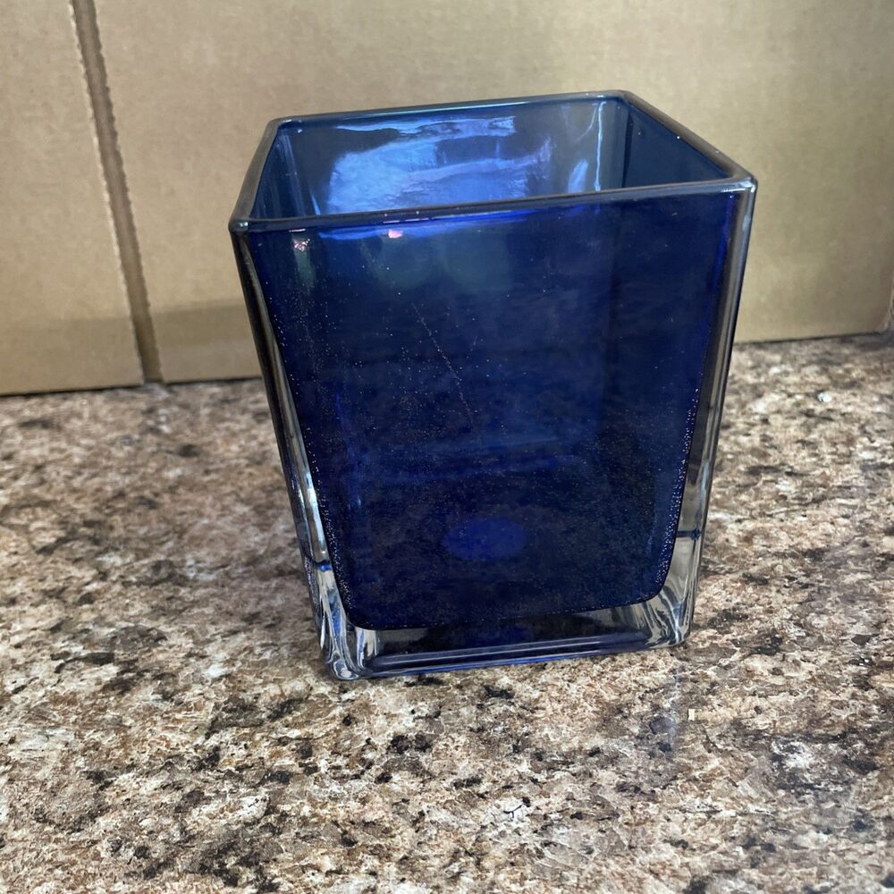 Teleflora Gift Cobalt Blue Art Glass Square Vase Cube